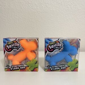 JA-RU Irre-Squish-tible Stretchy B'Loon Dog Toys Lot of 2 Orange and Blue NEW